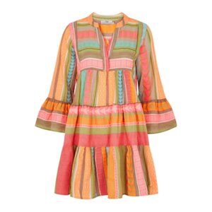 Devotion Twins Cotton Aztec Pink Orange Relaxed Mini Dress Small